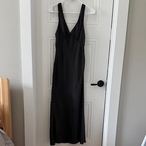 New Billy J Elegant Sammie Satin Black CC Maxi Dress